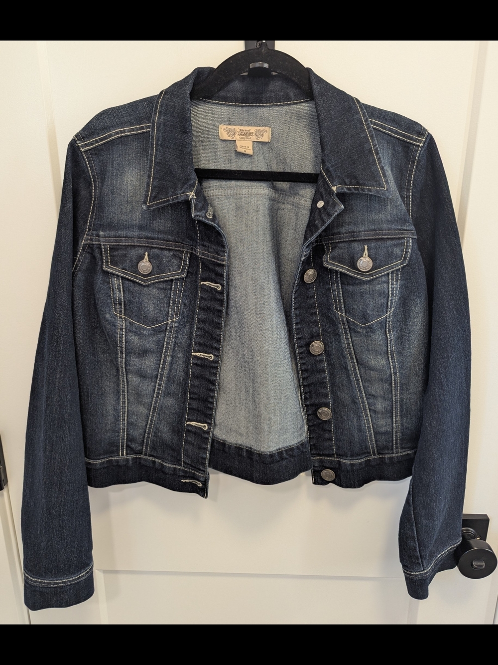 Nine West Vintage America Collection Dark Wash Stretch Denim Jacket - Picture 2 of 8